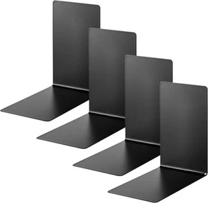 4er Set Schwarze Metall-Buchstützen – Kratzfester Halter für Bücher - Bild 1 von 2