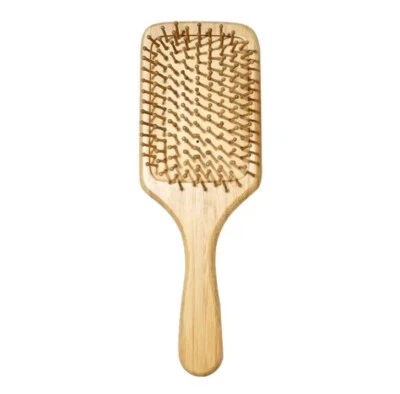 Cepillo de pelo ecológico de bambú natural de madera antiestática cepillo desenredante para el cabello  Foto 1 de 4