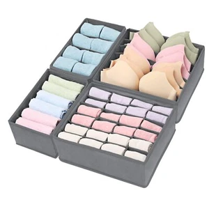 4 Pack Foldable Underwear and Bras Drawer Organizers, Fabric Closet Dresser D... - Picture 1 of 8