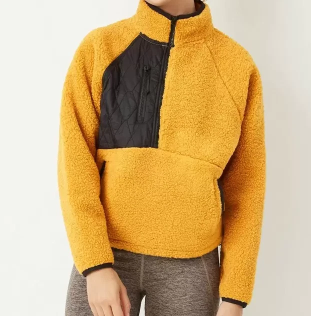 Women's 1/2 Zip Sherpa Pullover Sweatshirt JoyLab Gold S Biker Outdoor Ski