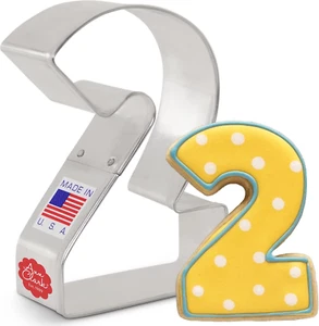Number Two / #2 Cookie Cutter, 3.25" Made in USA by Ann Clark - Picture 1 of 9