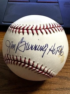 JIM BUNNING 4 SIGNED AUTOGRAPHED OML BASEBALL! Phillies, Tigers! "HOF 96"! - Picture 1 of 2