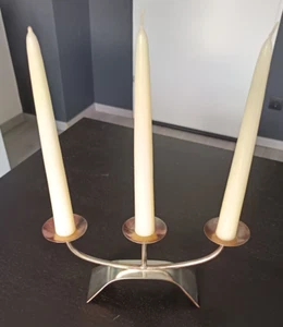 Kerzenständer silber inklusive 3 Stabkerzen - Bild 1 von 6