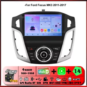 9" Android 14 Car Stereo Carplay GPS Navigation DAB WIFI For Ford Focus 2011-2017 - Picture 1 of 12