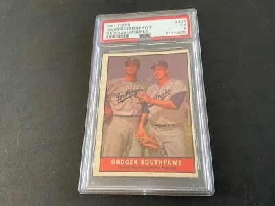 1961 TOPPS #207  DODGER SOUTHPAWS SANDY KOUFAX PSA 5 EX - Image 1 of 4