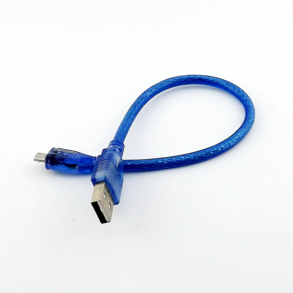 USB 2.0 Type A Male to USB Micro B 5 Pin Male Plug Data Adapter Cable Blue 1FT - Image 1 of 1