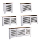 Kensington Radiator Cover Modern Horizontal Slat Grill MDF Cabinet White/Oak