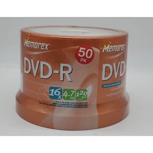 Paquete de 50 Memorex DVD-R 16X 4,7 GB 120 min nuevo sellado de fábrica - Imagen 1 de 2