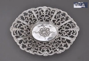 Antike Silberschale mit durchbrochen gearbeitetem Rand - Silber 800 - Bild 1 von 3