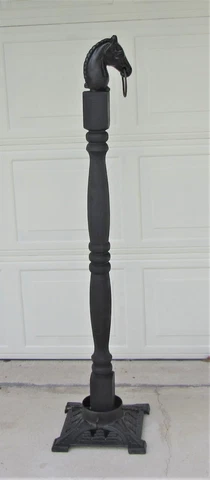 Antique Cast-Iron Horse-Head Hitching Post  Full Post Fancy 14"  Base Cover
