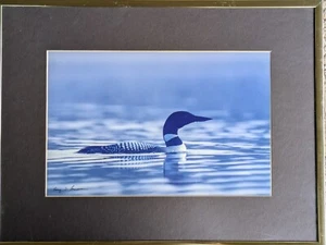Loon Wildlife, goldener Metallrahmen. Cabin Art berühmter Fotograf Gerry Lamarre - Bild 1 von 6