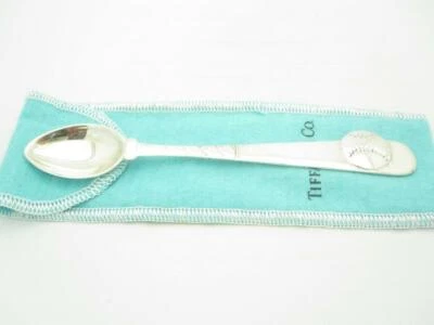Tiffany & Co. Sterling Silver Baseball & Baseball Bat 5.5" Baby Spoon Pouch - A - Image 1 of 4