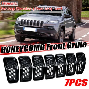 Black Mesh Front Grille Inserts Trim Accessories fits Jeep Cherokee 2014-2018 - Picture 1 of 12