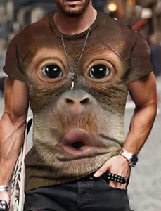 Chimpanzee Small T-shirt Short Sleeve 3D Print Polyester  - Picture 1 of 13
