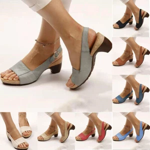 Ladies Shoes Cushioned Slipper Open Toe Light Comfy Womens Wedges Summer Sandals - Picture 1 of 18