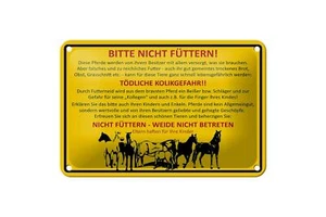 Blechschild Tiere 18x12 cm bitte nicht füttern Pferde Weide Deko Schild - Picture 1 of 5