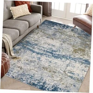Modern Abstract Rug 8x10 Washable Rug Soft Bedroom Area Rugs 8 x 10 Feet Navy - Picture 1 of 8