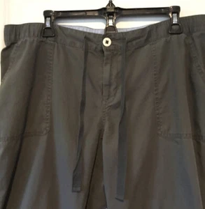 Lands' End 100% Cotton Size 16Fit 1 Dark Gray Women Drawstring Pants - Picture 1 of 4