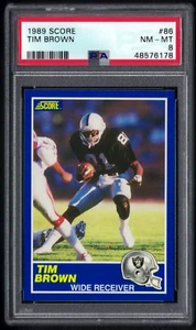 1989 SCORE RC #86 TIM BROWN HOF - L.A. RAIDERS - PSA 8 NM-MT ROOKIE #48576178 - Picture 1 of 2