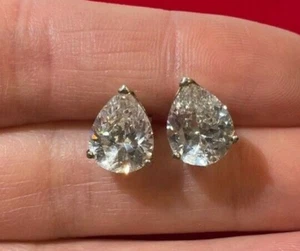 Graziosa Lacrima Zircone Cubico Argento Sterling 925 Orecchini a Lobo 2.7g 3i 1 - Foto 1 di 4