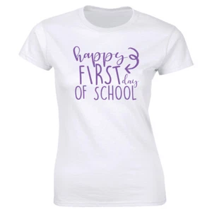Happy First Day Of School Short Sleeve T-Shirt for Women Teacher Tee - Picture 1 of 2
