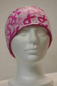 #276 Pink Cancer Bows Fleece lined adjustable headband - Picture 1 of 4