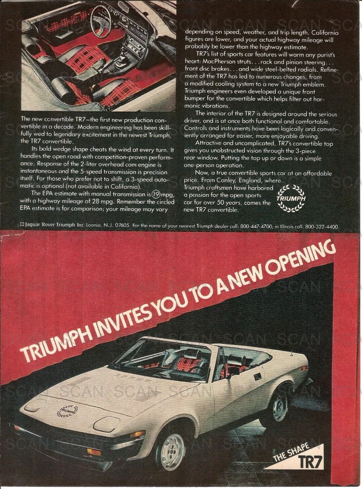 1979 Triumph TR7 винтажный журнал объявление - Изображение 1 из 1