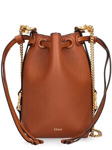 Chloé Marcie Micro Tan Brown Leather Bucket Bag New