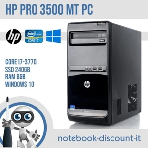 HP Pro 3500 Micro Tower PC Core i7-3770 Ram 8gb SSD 240gb Win10 Computer Desktop - Imagen 1 de 6