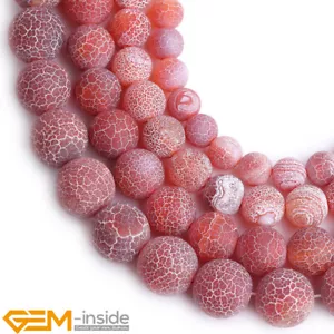 Round Red Dream Fire Dragon Veins Agate Beads For Jewellery Making 15" 8mm 10mm - Foto 1 di 40