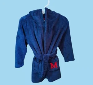 Disney Junior Kids Boys Bathrobe Size 3 Blue White Mickey Mouse Fleece Belted - Picture 1 of 3