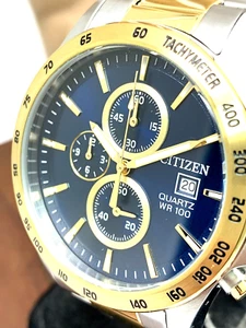 Citizen Herrenuhr AN3644-53L Quarz Chronograph blaues Ziffernblatt 42mm bicolor Stahl - Bild 1 von 12