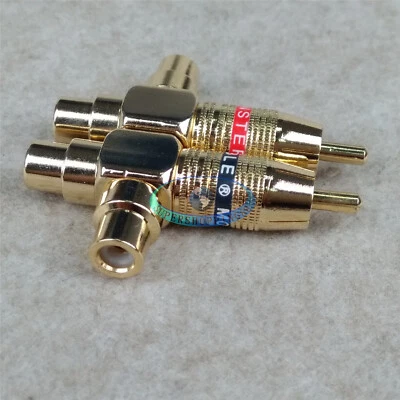 New 2PCS Pure copper Audio Right Angle RCA Adapter Splitter Male-to-Female - Image 1 of 3