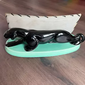 Vintage MCM Haeger Black Panther TV Lamp Light Green Base Fiberglass Shade - Picture 1 of 12