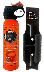 UDAP Pepper Power Bear Spray Repellant w/ Black Griz Guard Holster  - Picture 1 of 9