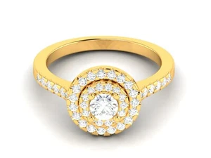 Diamond Ring Round 0.75 Ct GCI IGI Certified Lab Grown 14k Yellow Gold 5 6 7 8 9 - Picture 1 of 7
