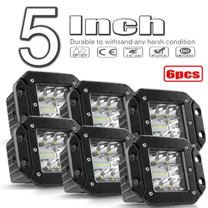 6X 5" 540W Flush Mount LED Pods Work Light Bar Tri Row Spot Flood Off Road 4WD - Picture 1 of 16