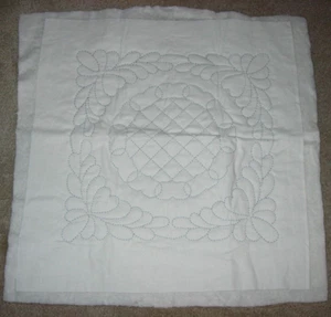 Fabric off white Unfinished Quilt project embroidery cotton block pattern 17x18 - Picture 1 of 4