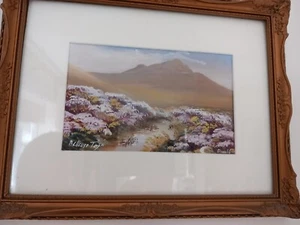 Pair of old signed gouache paintings of Dartmoor landscapes. original frames - Picture 1 of 5