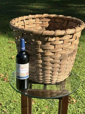 BEST Antique 19th C Farm Gathering Apple Basket New England SIGNED - Image 1 of 4