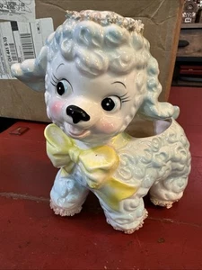 Vintage Relpo 1961 Samson Import Co Spaghetti Ceramic Lamb Blue Baby 431S - Bild 1 von 7