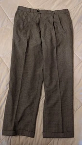 Vintage Tweed Hose Herren 39" grau kariert Hahnentritt Plissee 39x42" sehr schön - Bild 1 von 10