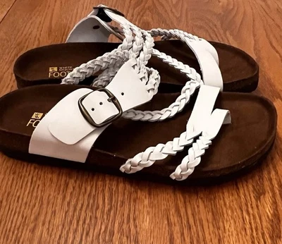 Sandalias para mujer blancas de gamuza talla 8 cómodas con plantilla de cuero Hayleigh nuevas Foto 1 de 4