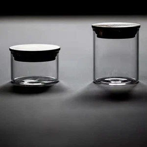 Bamboo Lid Tea Canister Clear Storage Bottle New Tea Can for Sugar Candy - Picture 1 of 9