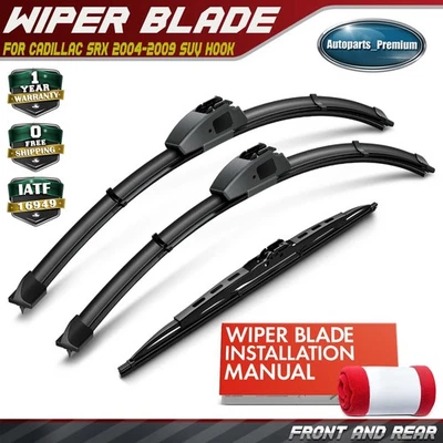 3 piezas escobillas limpiaparabrisas de 22" y 21" y 13" para gancho SUV Cadillac SRX 2004-2009 Foto 1 de 4