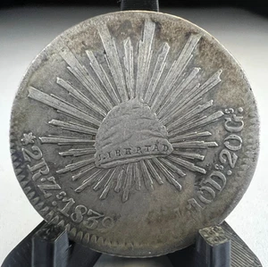 1839 Mexiko Zs OM, Mütze und Strahlen, Silber, KM# 374.12, 2 zwei Reales, 2R - Bild 1 von 2
