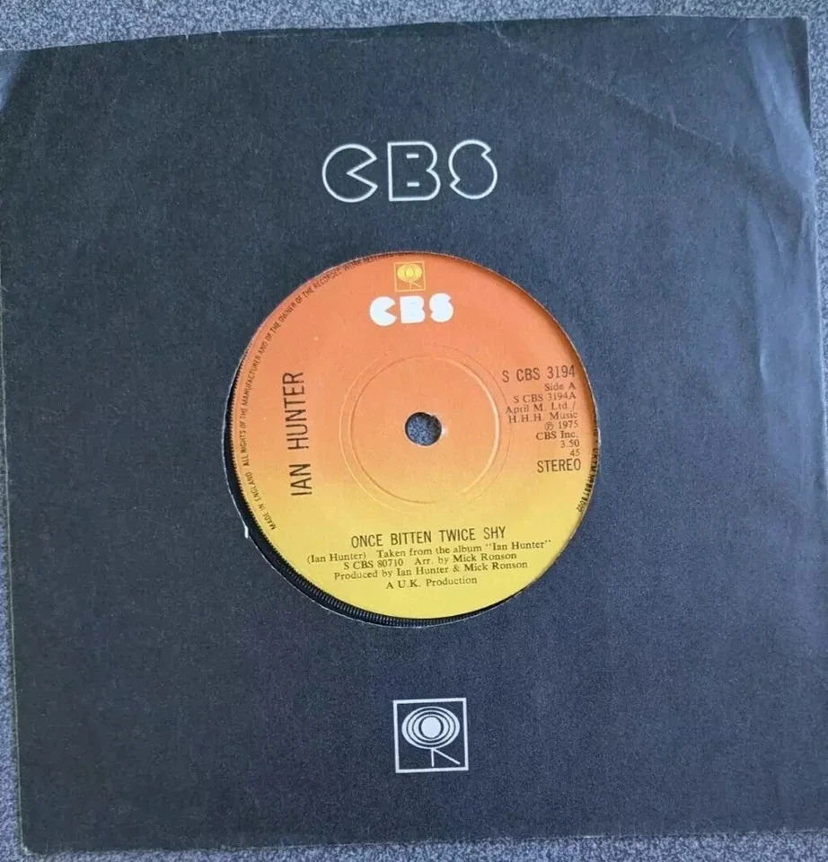 Ian Hunter – Once Bitten Twice Shy. (1975 MINT Vinyl 7" Single) Mott The Hoople - Image 1 of 1