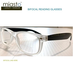 GAFAS DE LECTURA RECTANGULARES CLÁSICAS MIASTO ~ BIFOCALES (AJUSTE MEDIO) BLANCO CLARO + 2,50 - Imagen 1 de 2