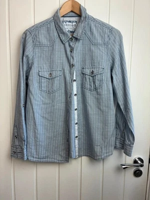 Marks & Spencer Indigo collection prett blue & white striped shirt size 16 - Image 1 of 4