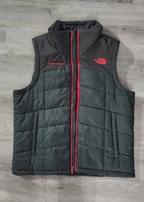 North Face Grey /Red  Puffer Snap Vest Mens SZ  LARGE   - Image 1 of 4